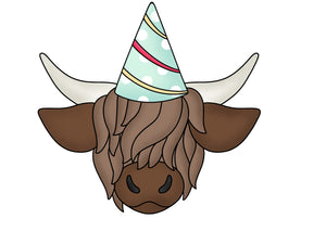 Cow - Highland with a Party Hat