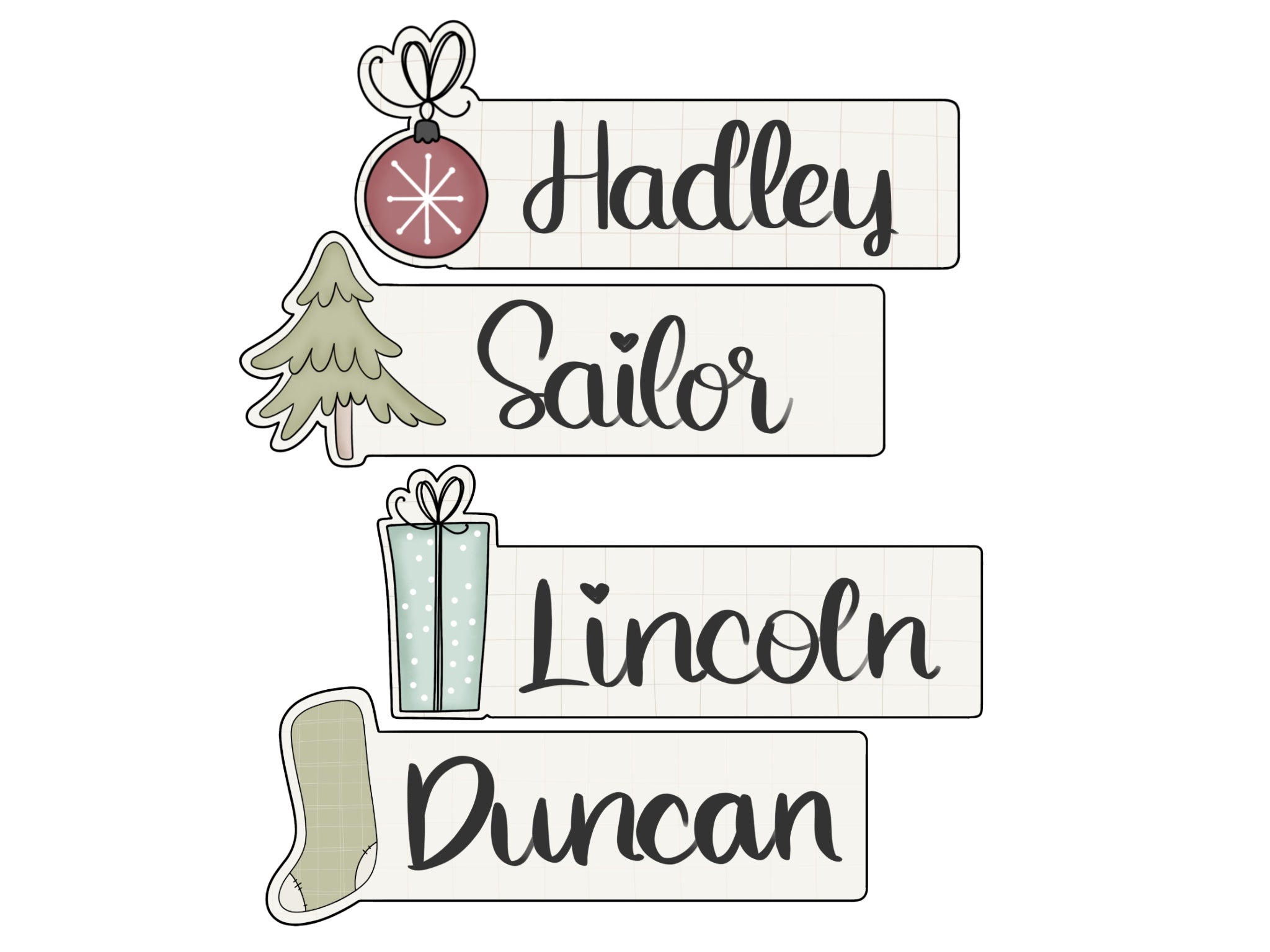 Name Plate Set - Christmas