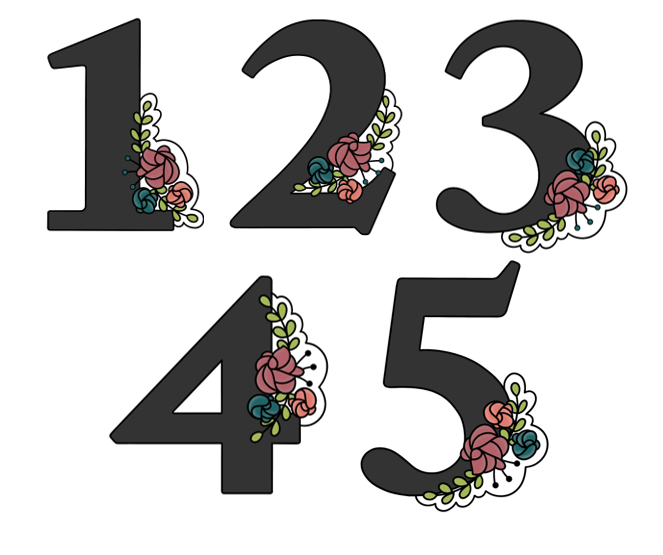 Floral Numbers 1-5