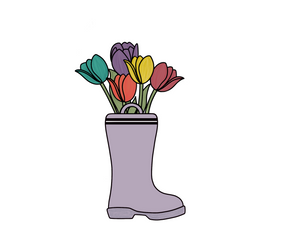 Rubber Boot with Tulips