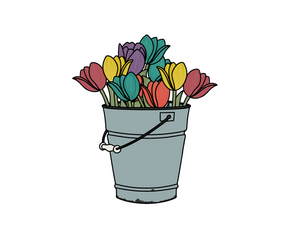 Spring Bucket with Tulips