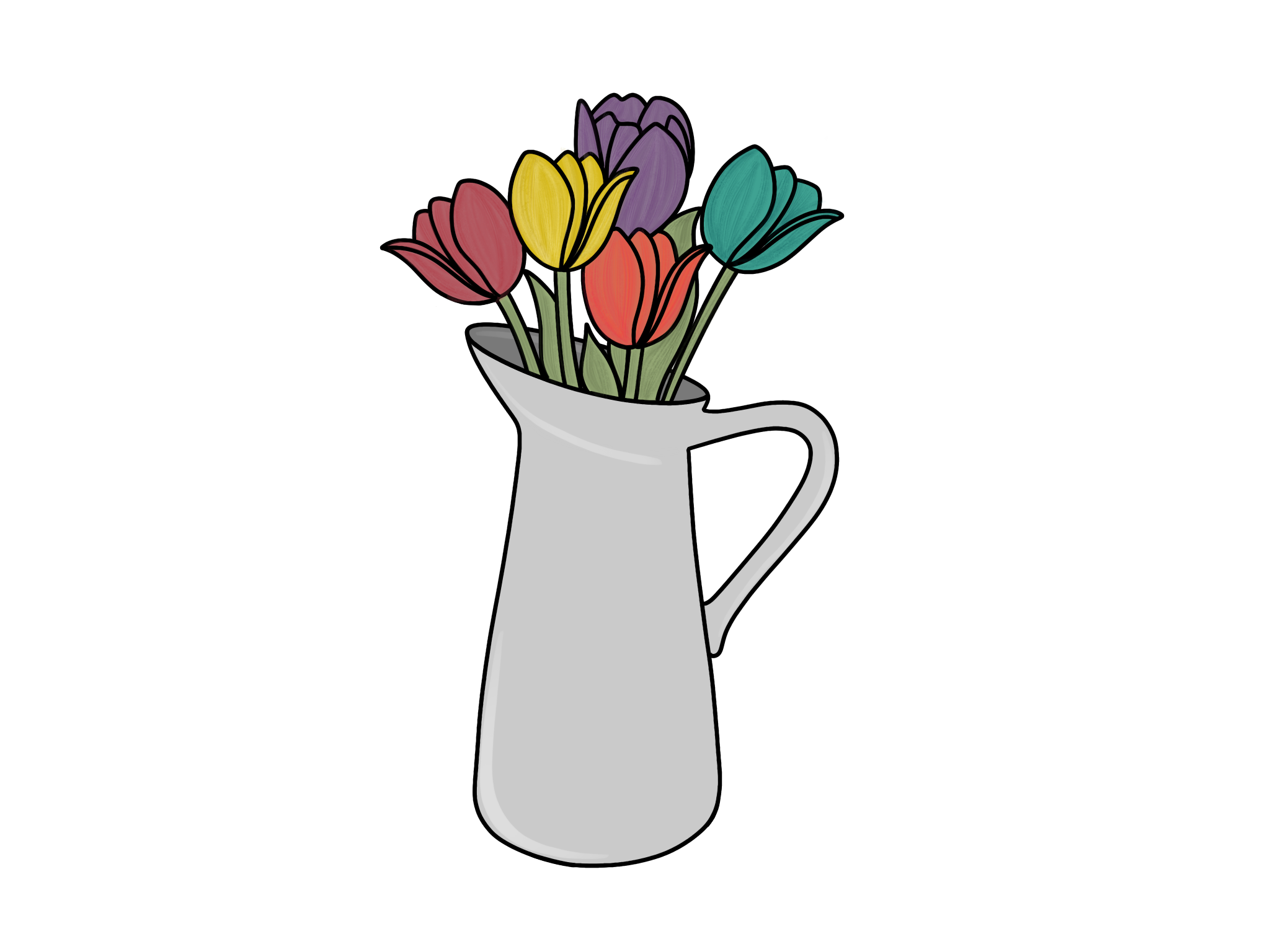 Spring Pitcher with Tulips